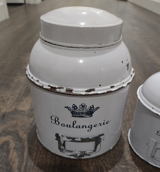 White Boulangerie Canister Set, Tin, Set Of Two - Picture 8 of 10